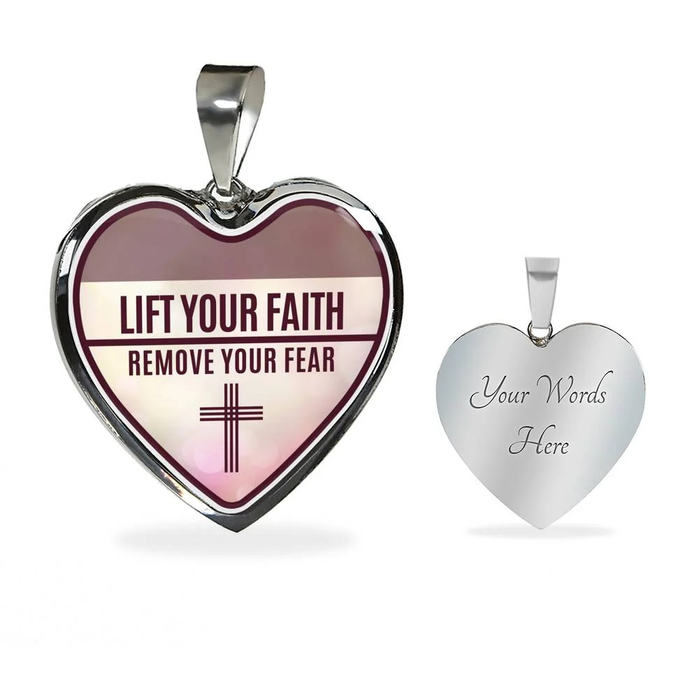 Lift Your Faith Necklace Personalized Engraved Silver Heart Necklace Custom Nam